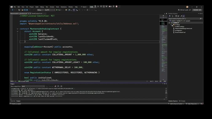 Create .NET bindings to the masternode staking contract using the StratisEVM Visual Studio extension