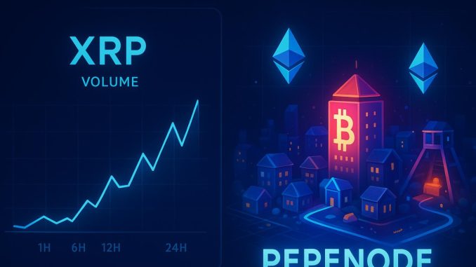 XRP volume explodes as smart money rotates into higher-beta plays like PEPENODE.