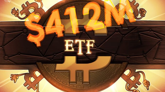 Spot Bitcoin ETFs Gain $411M as Goldman Files ETF Plan